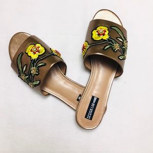 Floral Embroidered Slides